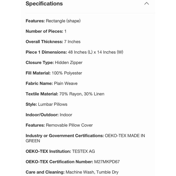 Lumbar Heavyweight Linen Blend Throw Pillow Natural - Casaluna NEW - Picture 9 of 10